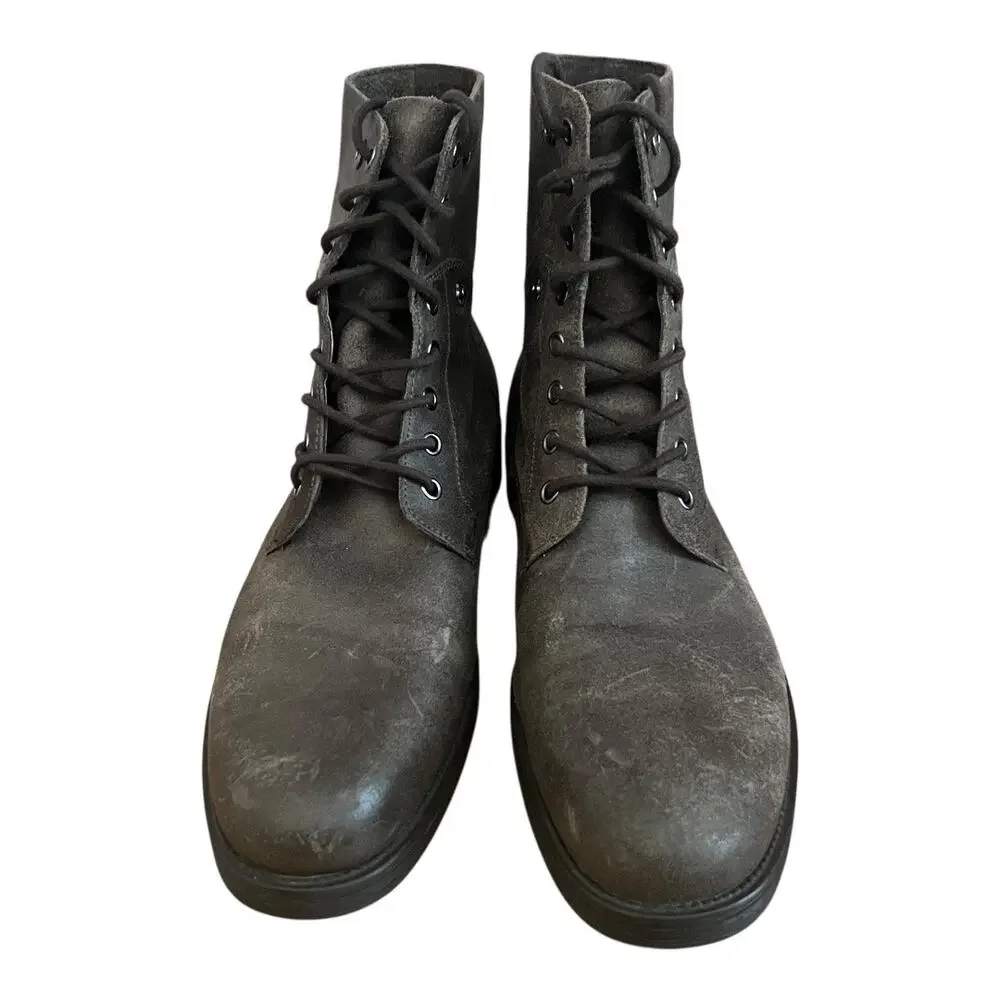 ASTON GREY Collection Brooklyn Gray Leather Combat Boots size 12
